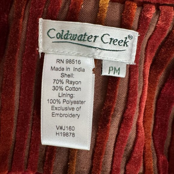 Coldwater Creek Striped Corduroy Embroidered Beaded Jacket Forest Fairy Size PM - Picture 4 of 6
